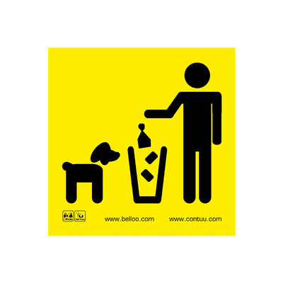 sticker dog waste and general litter yellow / black